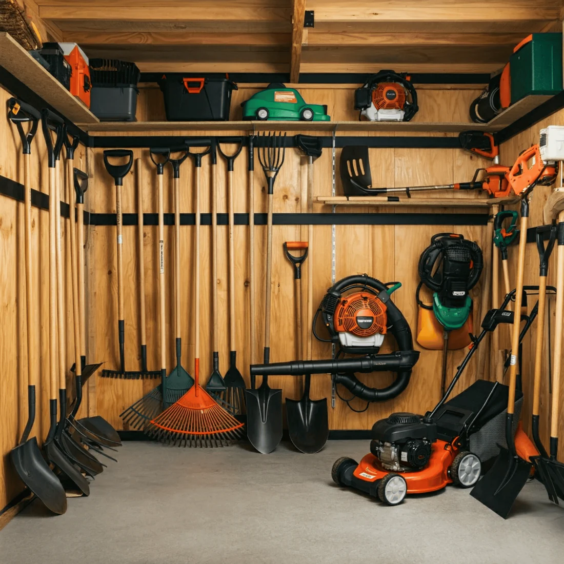 Lawn equipment storage